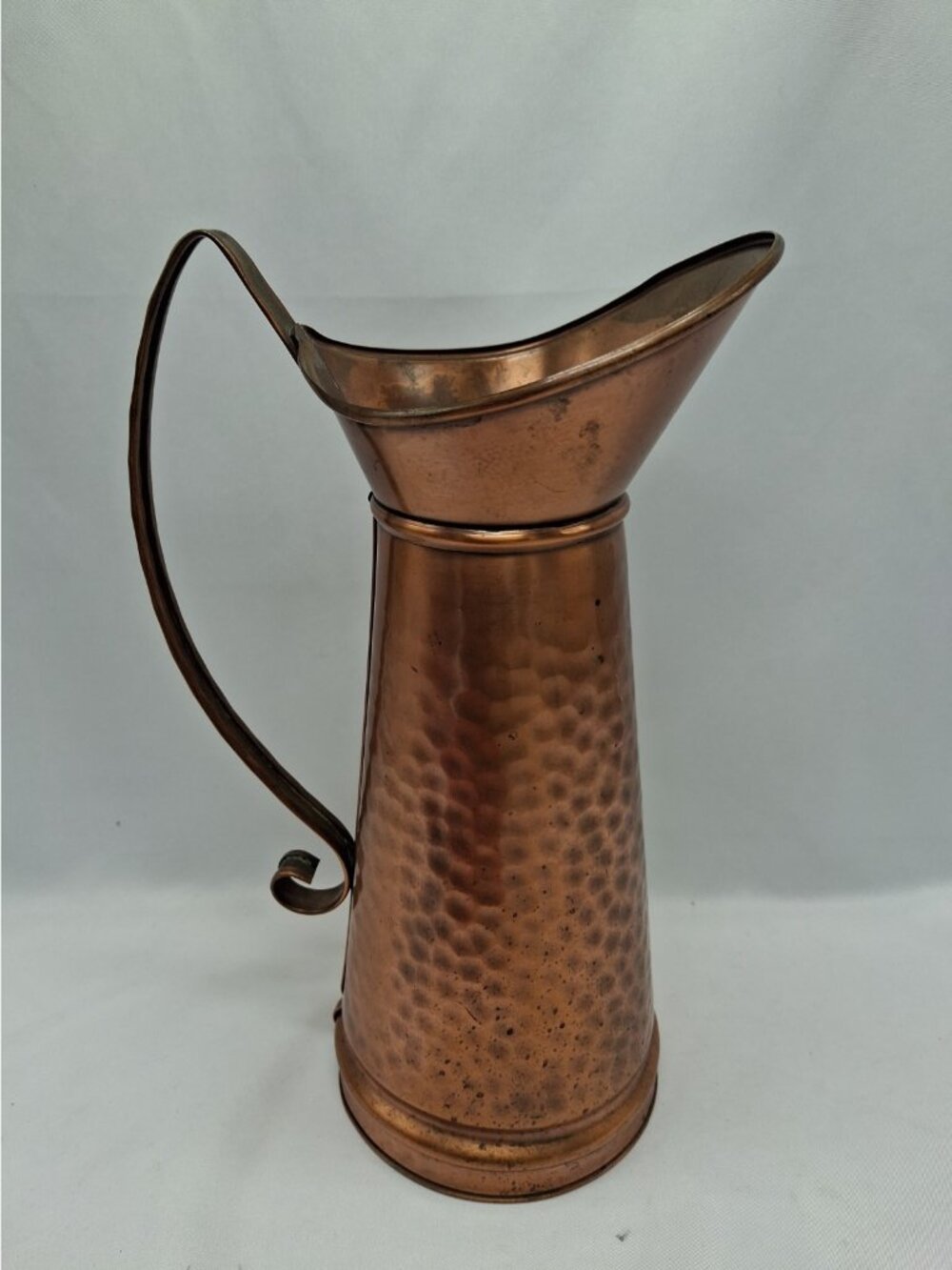 Gregorian Solid Copper Hammered Pitcher w/ Handle - 11" Tall - Made in USA